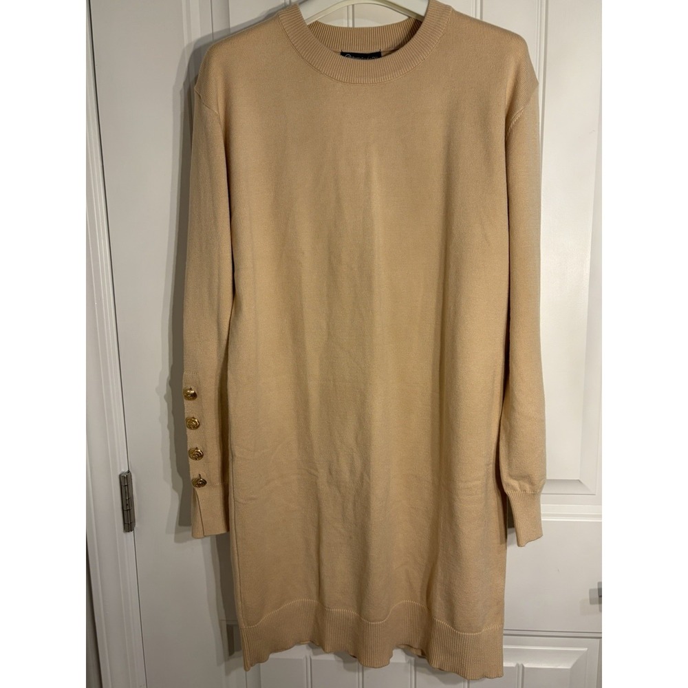 Pretty‎ Garden Chic NWT Long Sleeve Sweater Dress Tan Women's Size Small